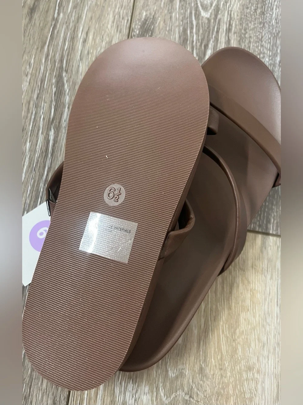 New in box a new day Brown Minimal Double‑Strap Slide Sandals size 6.5